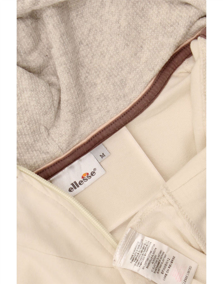 ELLESSE Womens Zip Hoodie Sweater UK 14 Medium White Cotton Vintage Ellesse and Second-Hand Ellesse from Messina Hembry 