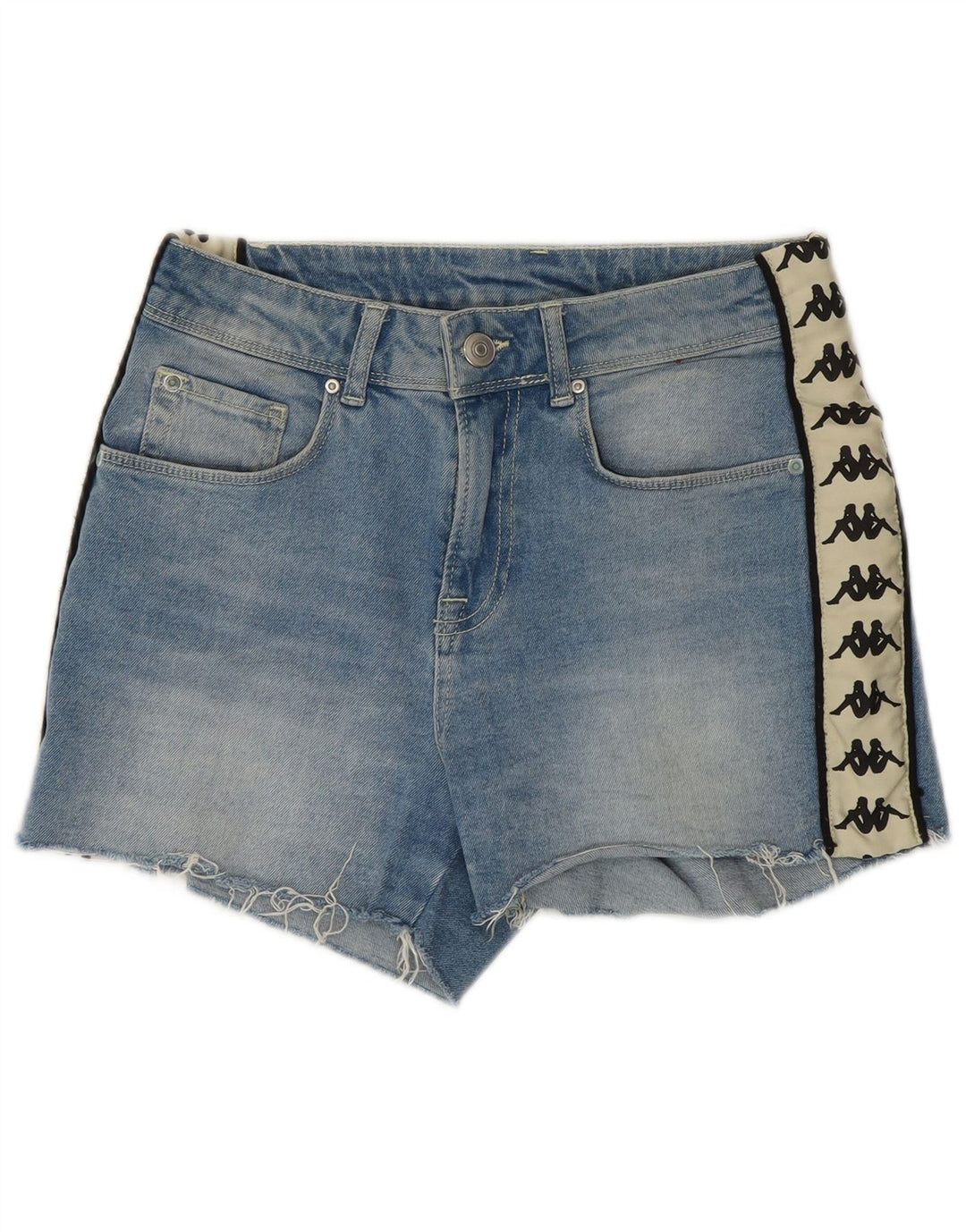 Kappa Mujer Shorts De Mezclilla Gráficos Pequeños W27 Algodón Color Block Azul