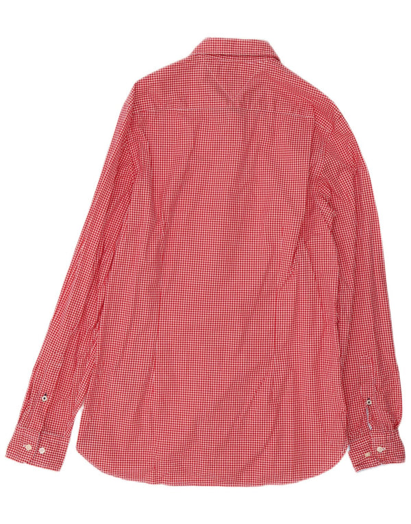 Tommy Hilfiger Camisa Slim Fit para Hombre Algodón a Cuadros Rojo Grande