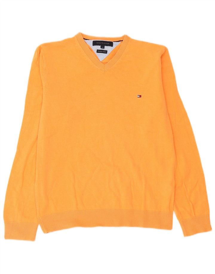 Tommy Hilfiger Jersey con Cuello en V para Hombre de algodón Naranja Medio