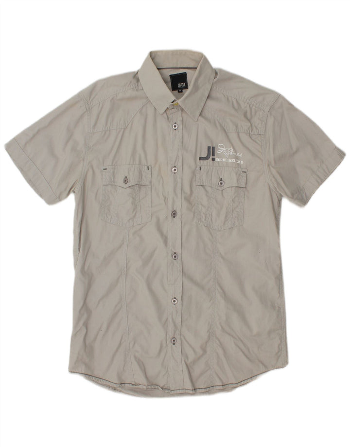 JACK & JONES Camisa Manga Corta Hombre Algodón Gris Medio