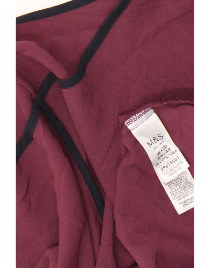 Marks & Spencer Blusa regular para mujer UK 20 2XL Poliéster burdeos