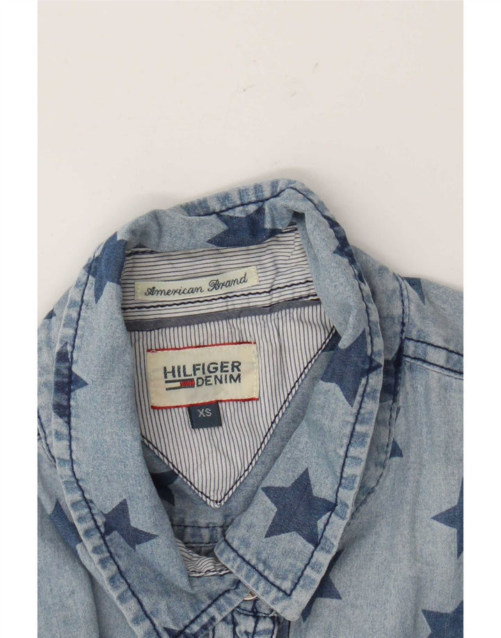 Tommy Hilfiger Camisa Vaquera con Estampado Abstracto para Mujer UK 6 XS Azul