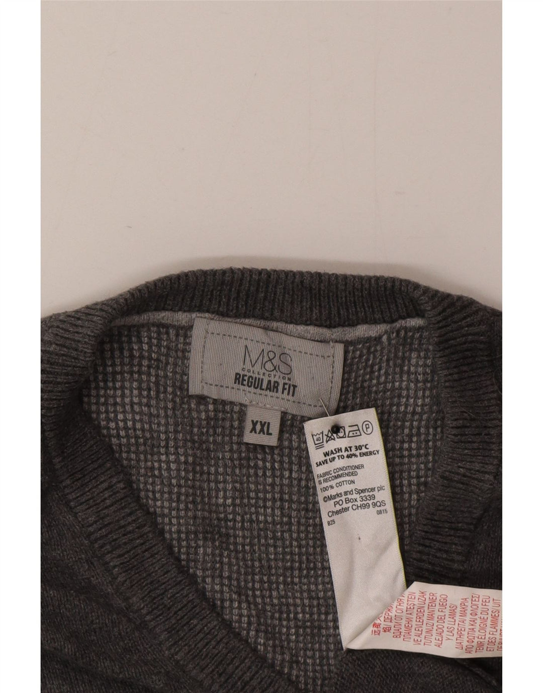 Marks & Spencer - Camiseta sin mangas para hombre, ajuste regular, algodón gris, 2XL