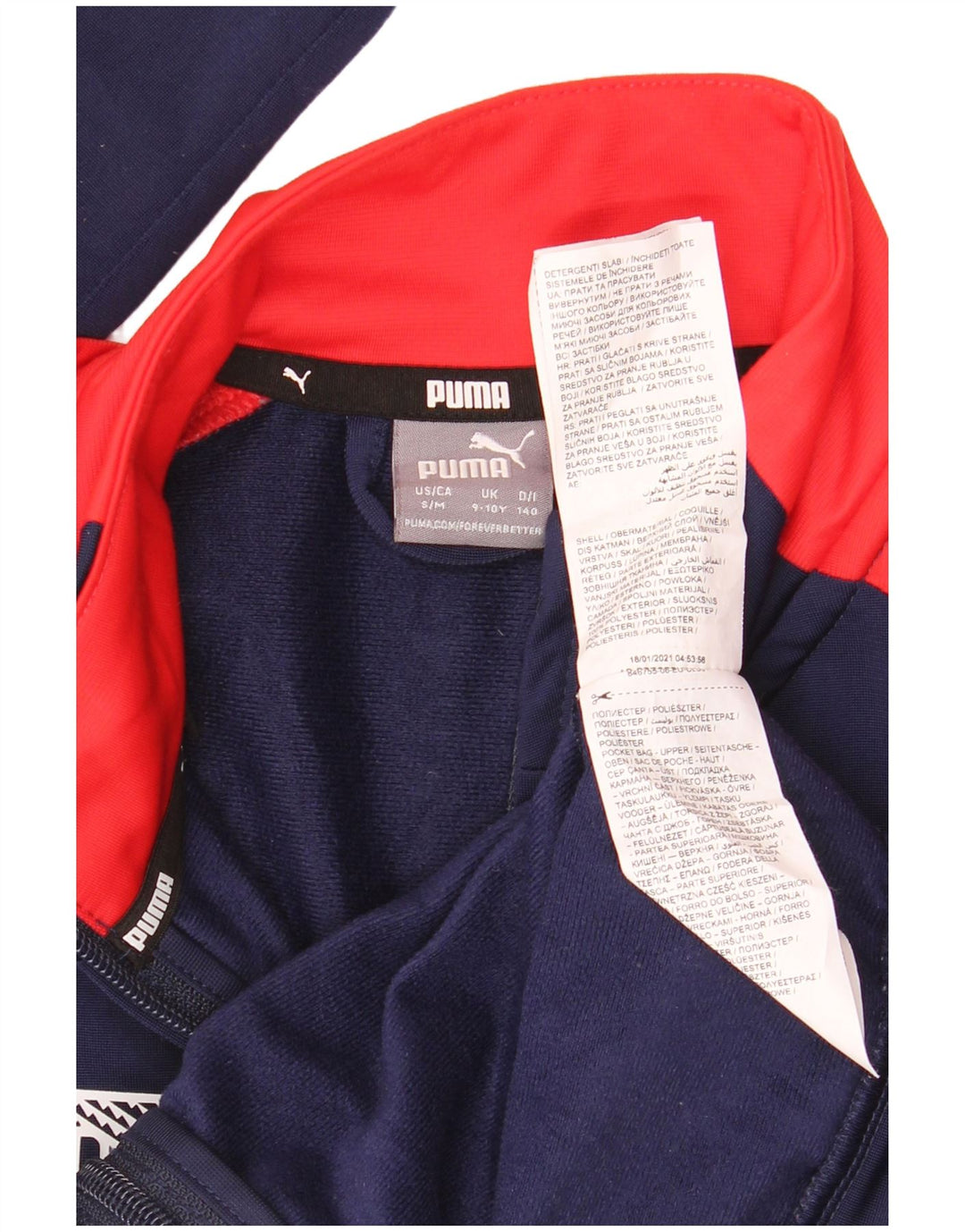 Puma Chaqueta de chándal con gráfico gráfico para niños 9-10 años Azul Marino Colorblock