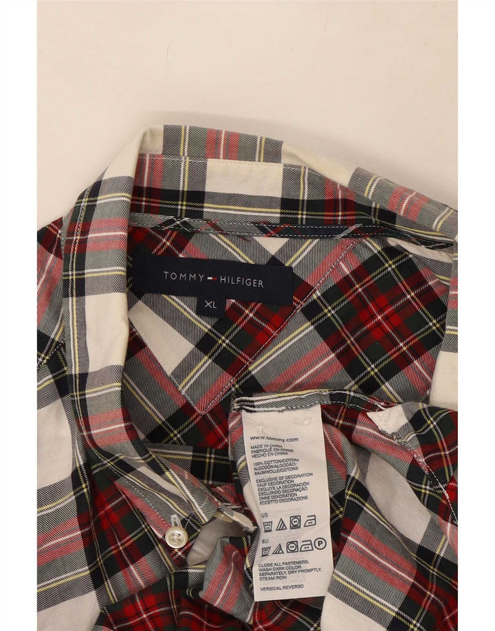 Tommy Hilfiger Camisa de franela para hombre XL Algodón a cuadros rojos