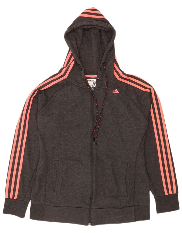 Adidas Womens Climalite Zip Hoodie Sweater UK 16/18 Large Grey Polyester