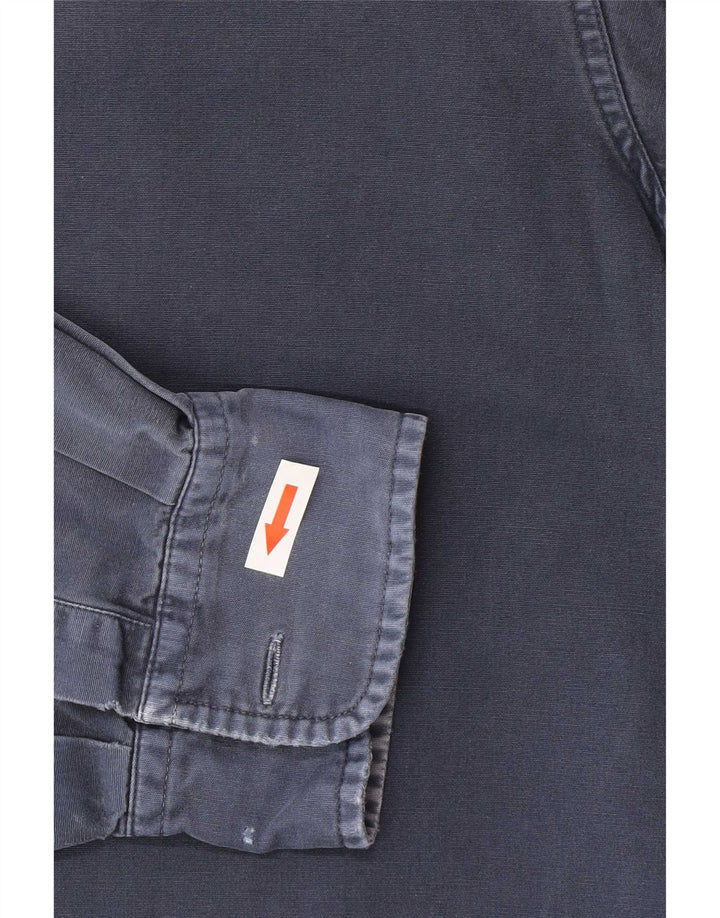 Camisa Schott para hombre grande azul algodón