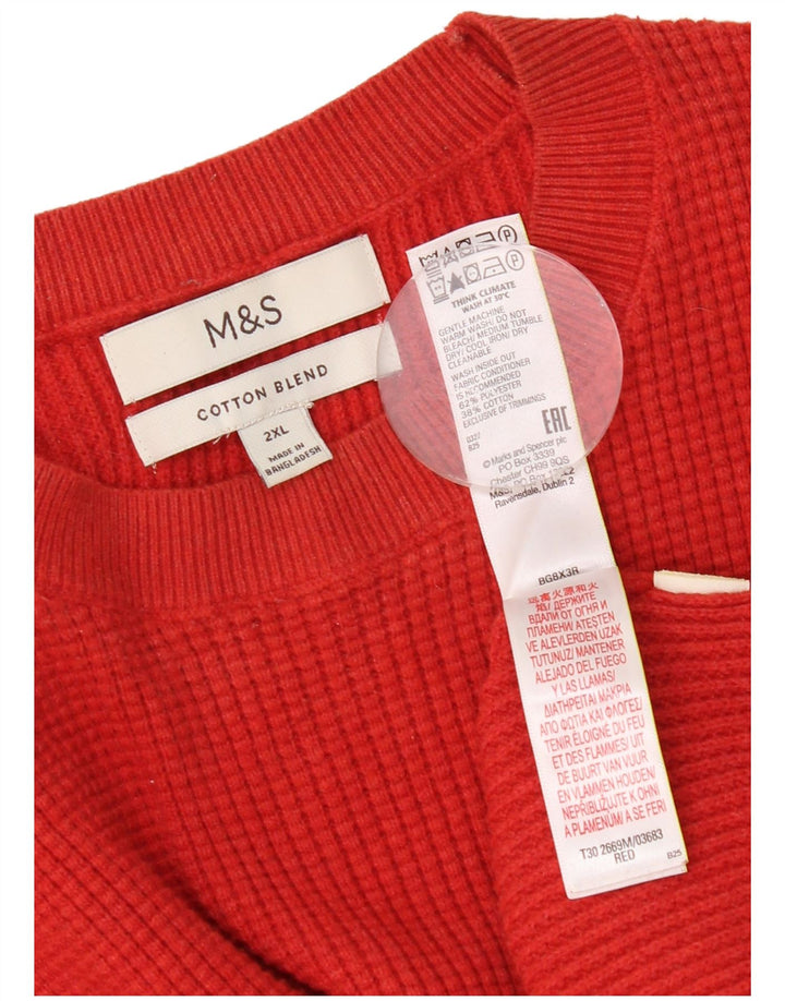 Marks & Spencer Suéter de cuello redondo para hombre 2XL Poliéster rojo
