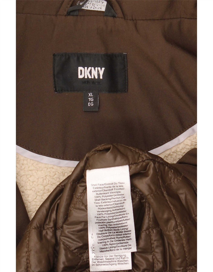 Dkny Abrigo Sherpa para Mujer UK 40 XL Poliéster Marrón