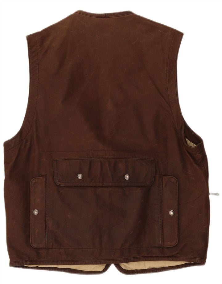 Banana Republic Chaleco de cuero para hombre UK 38 Marrón medio