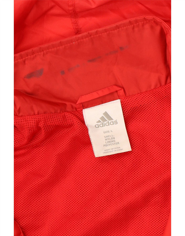 ADIDAS Chaqueta impermeable con capucha gráfica para hombre UK 40 Large Red Nylon
