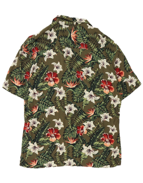 JACK & JONES Hombre Camisa Manga Corta Medium Khaki Floral Viscosa