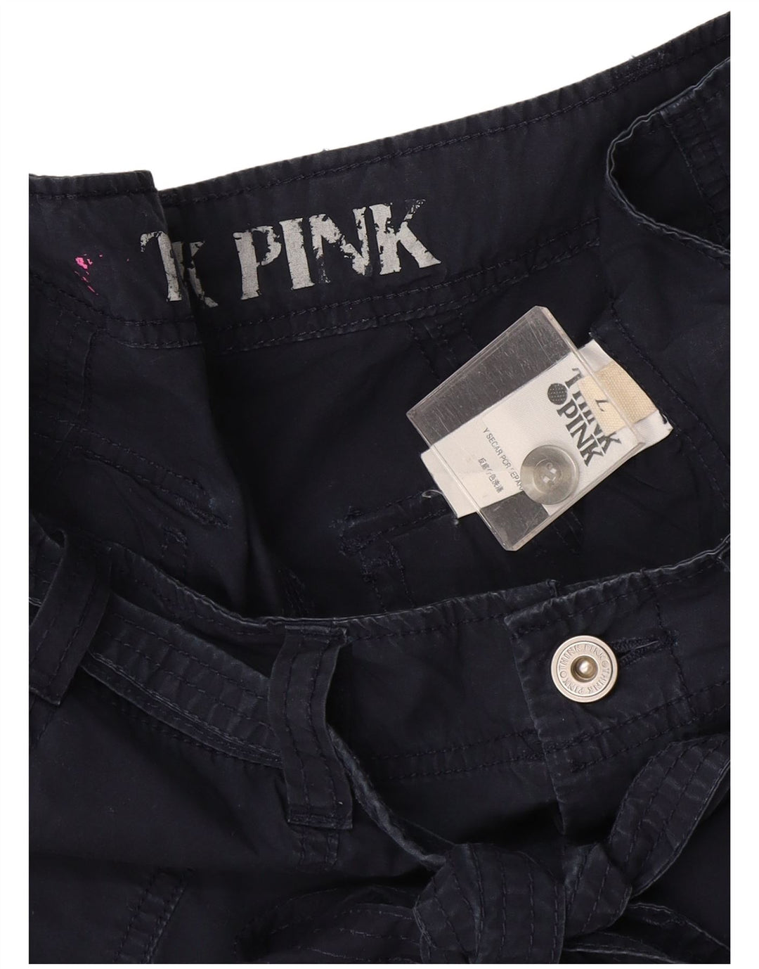 Think Pink Pantalones capri cargo rectos para mujer, talla grande, W32 L22, azul marino