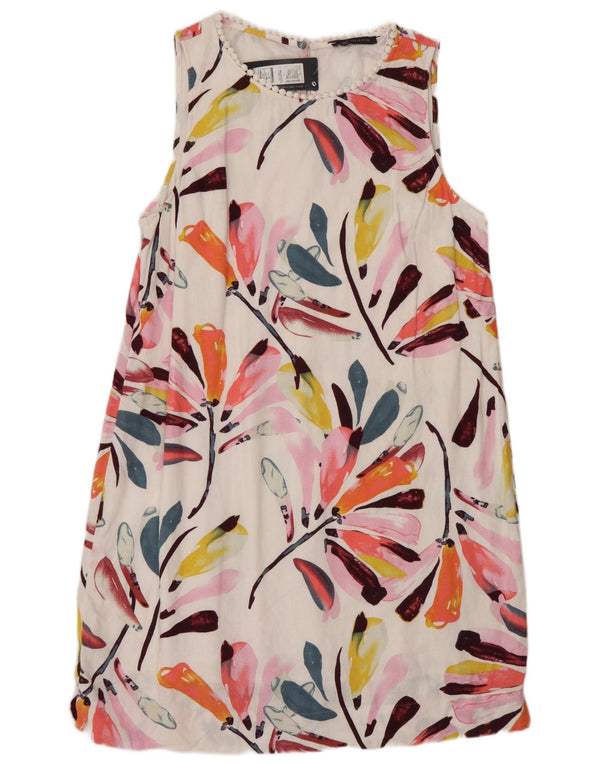 Marks & Spencer Vestido acampanado sin mangas para mujer UK 46 Grande Blanco Floral