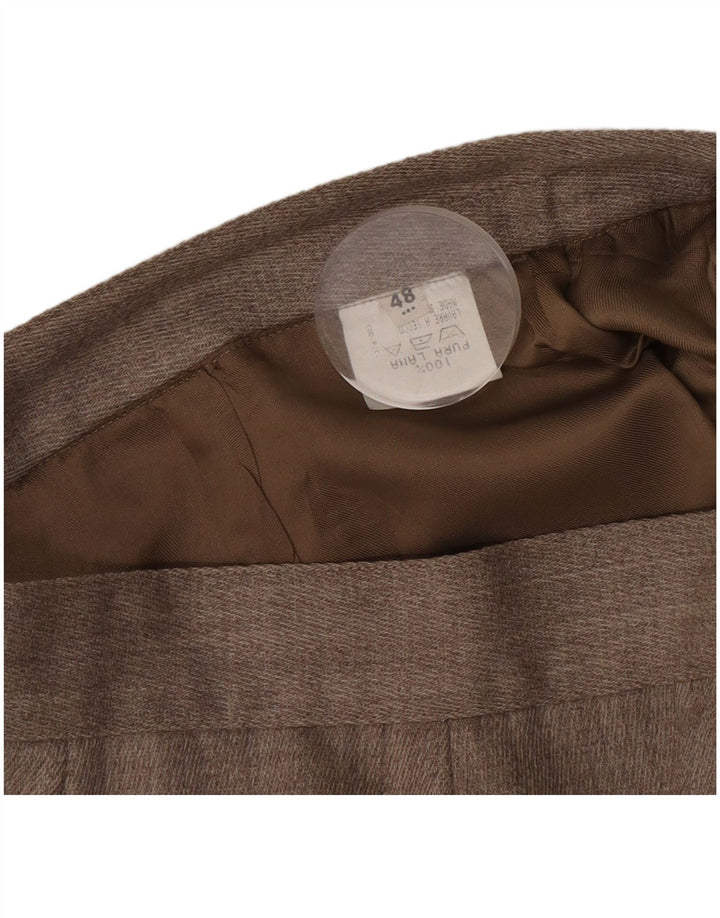 Vintage mujer mini falda envolvente W28 lana marrón medio