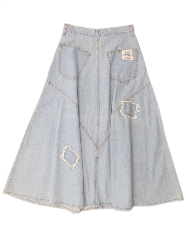 CLARK Falda vaquera de cintura alta para mujer IT 44 Medium W26 Algodón patchwork azul