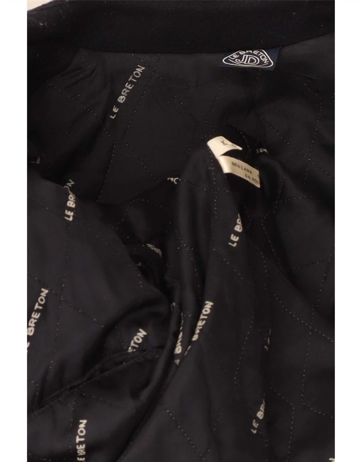 Chaquetón vintage de doble botonadura para mujer UK 44 Lana azul marino medio
