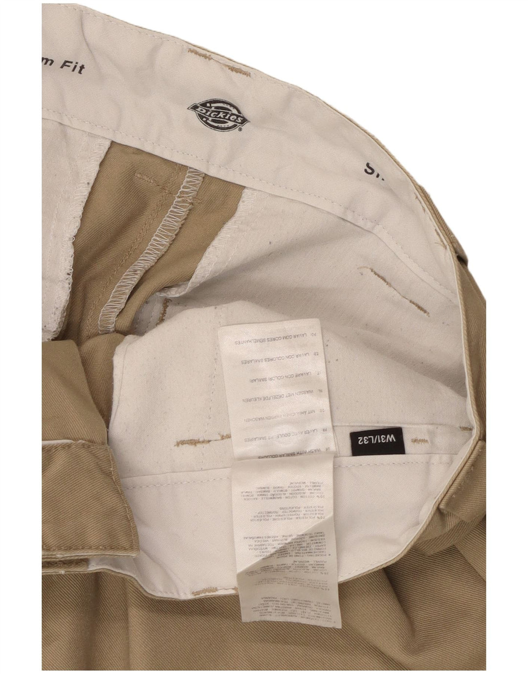 Dickies Mens Slim Chino Shorts W31 Poliéster Beige Medio
