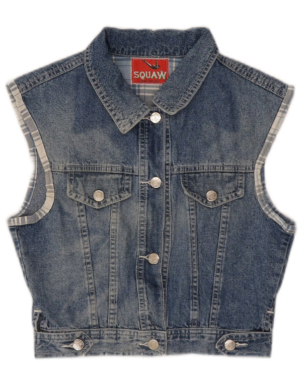 Chaleco vaquero corto para mujer Squaw UK 12 Algodón azul medio