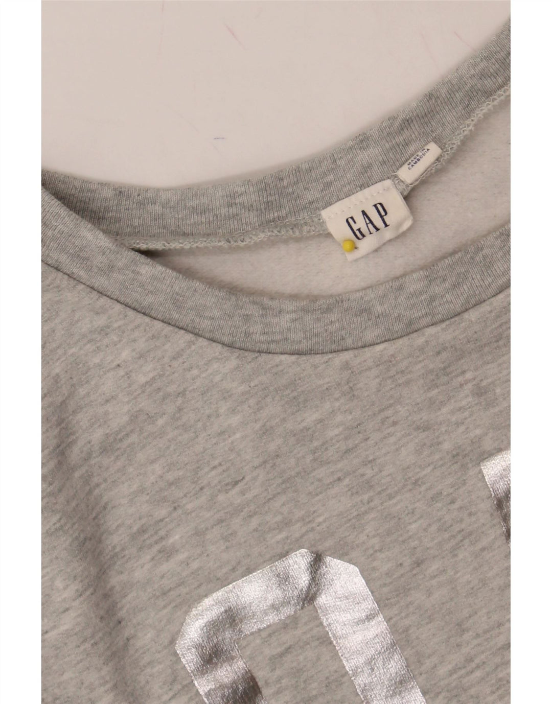 GAP Womens Oversized Crop Graphic Sweatshirt Jumper UK 10 Small Grey Vintage Gap and Second-Hand Gap from Messina Hembry 
