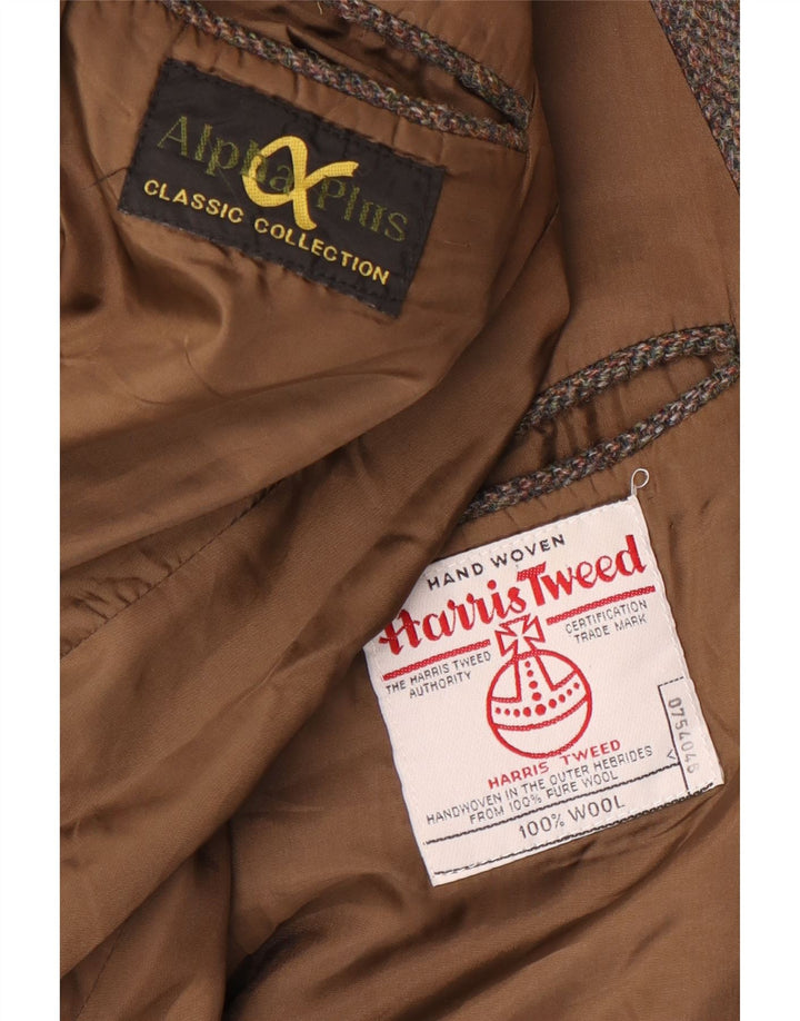 Harris Tweed Chaqueta tipo blazer de 2 botones para hombre Reino Unido 40 Lana de espiga marrón grande