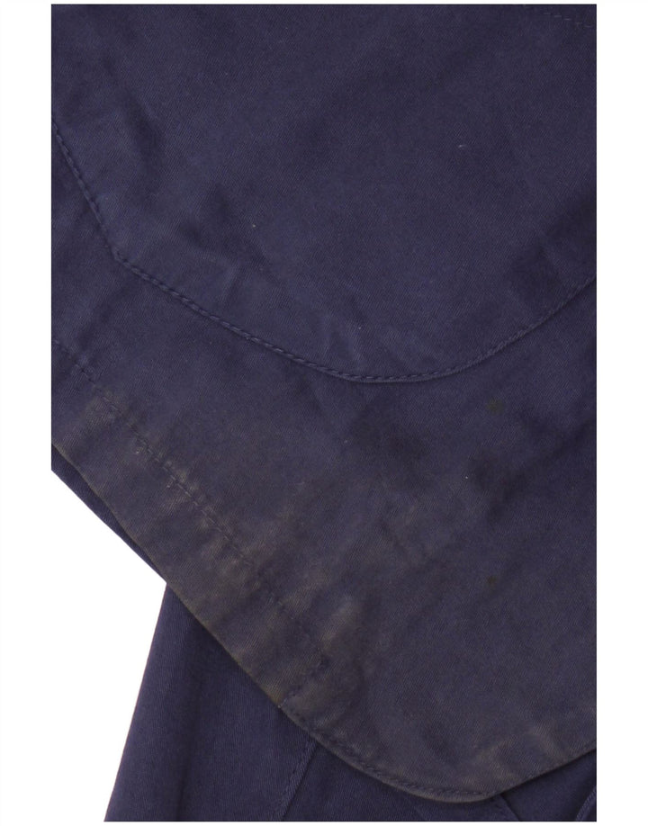 Chaqueta tipo blazer con cremallera para hombre, 2 botones, manga 3/4, UK 42 XL, algodón azul marino