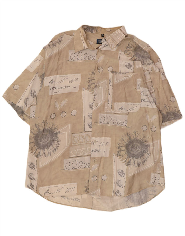 VIA CORTESA Camisa Manga Corta Hombre Talla 43/44 XL Beige Patchwork