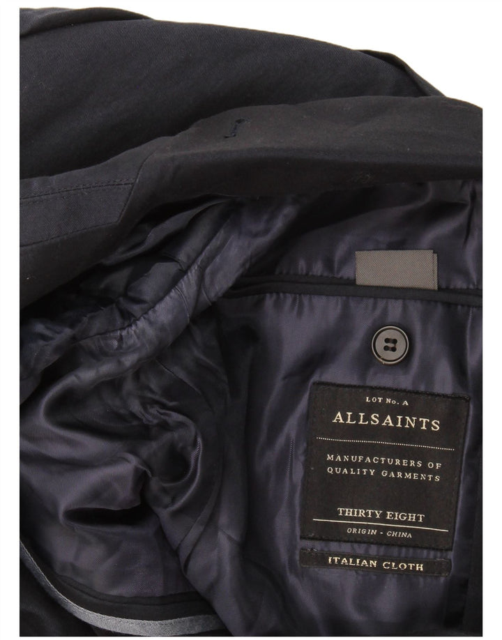 All Saints Chaqueta tipo blazer de 2 botones para hombre UK 38 Medium Azul marino Algodón