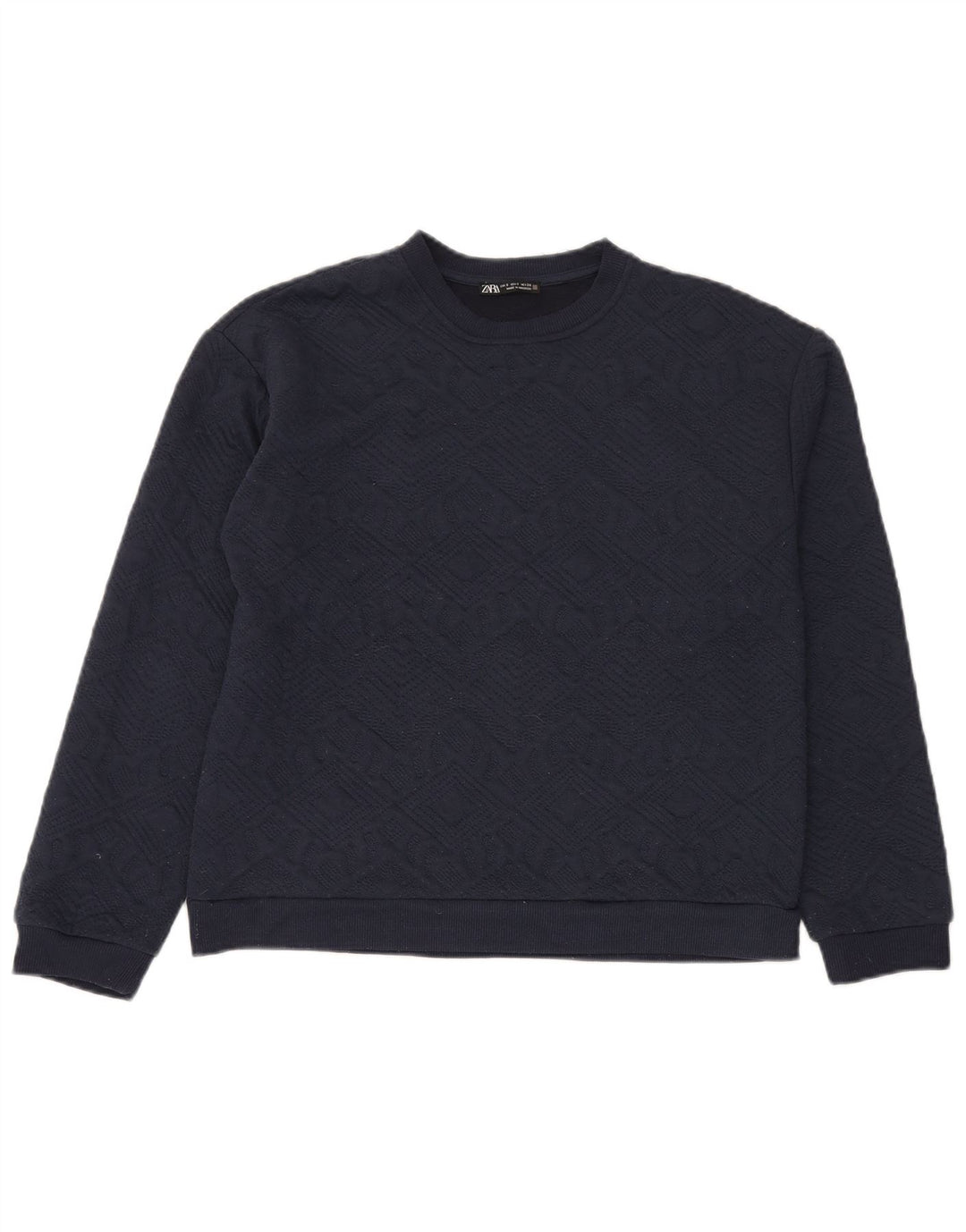Zara Hombre Sudadera Jumper Small Azul Marino Argyle/Diamond