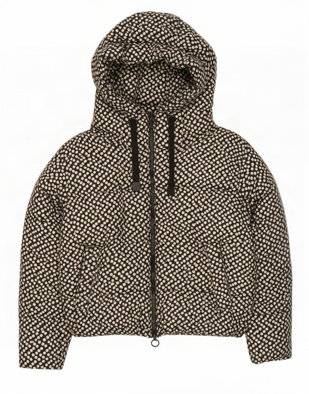 Zara Mujer Chaqueta Acolchada Extragrande Con Capucha UK 10 Small Black Polka Dot