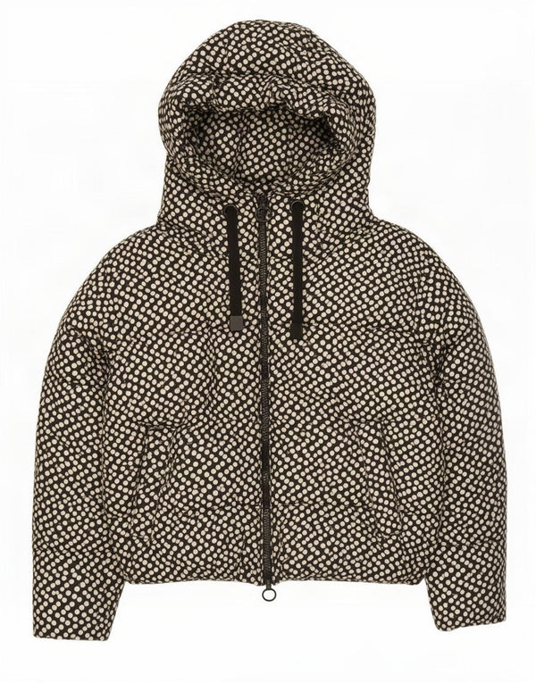 Zara Mujer Chaqueta Acolchada Extragrande Con Capucha UK 10 Small Black Polka Dot