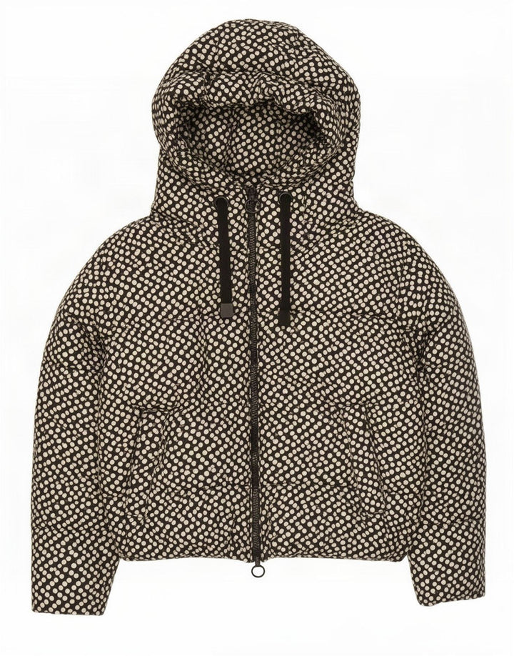 Zara Mujer Chaqueta Acolchada Extragrande Con Capucha UK 10 Small Black Polka Dot