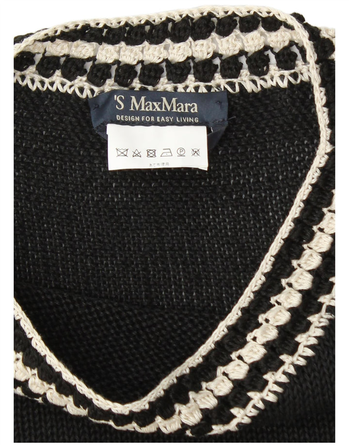MAX MARA Suéter corto con cuello barco para mujer UK 10 Small Black