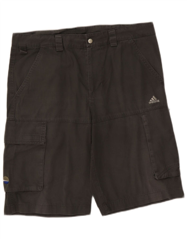 Adidas Hombre Pantalones Cortos Cargo Mediano W34 Gris Algodón