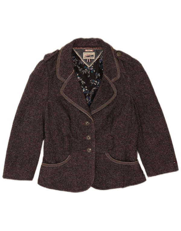 Tommy Hilfiger Chaqueta tipo blazer militar de manga 3/4 para mujer UK 10 Small Púrpura