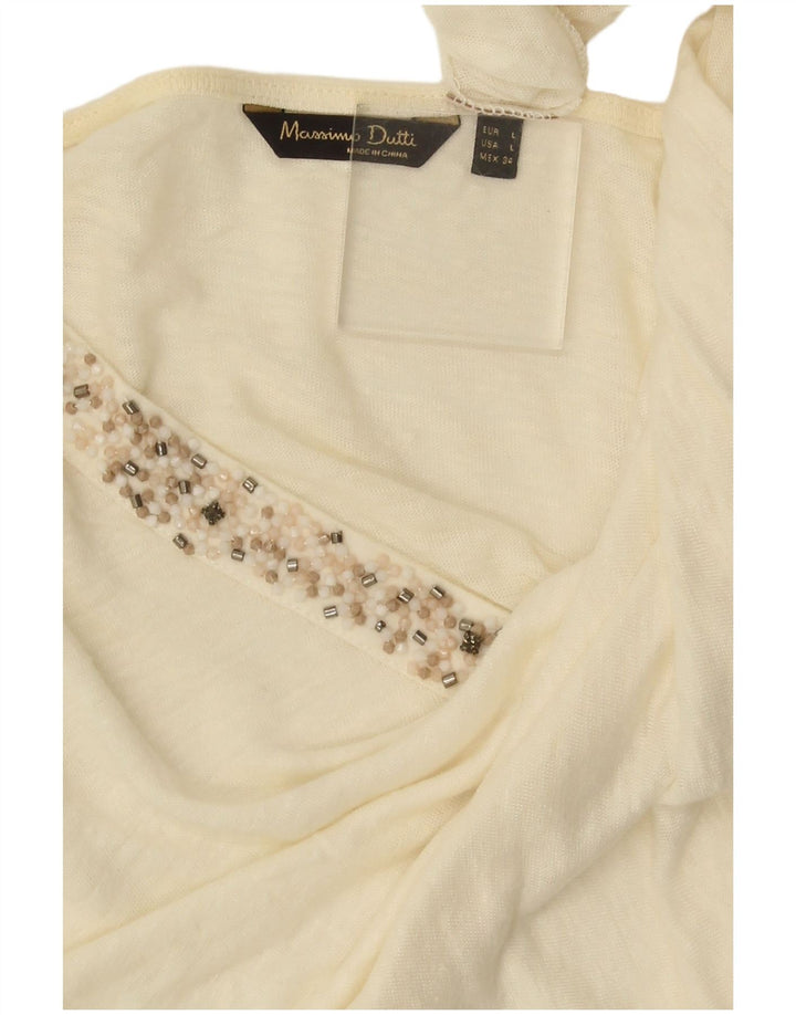 Massimo Dutti Camiseta Mujer Top UK 40 Large Off White