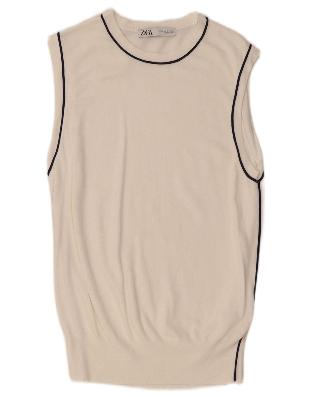 ZARA Mujer Chaleco Tank Top ES 40 XL Viscosa Blanco