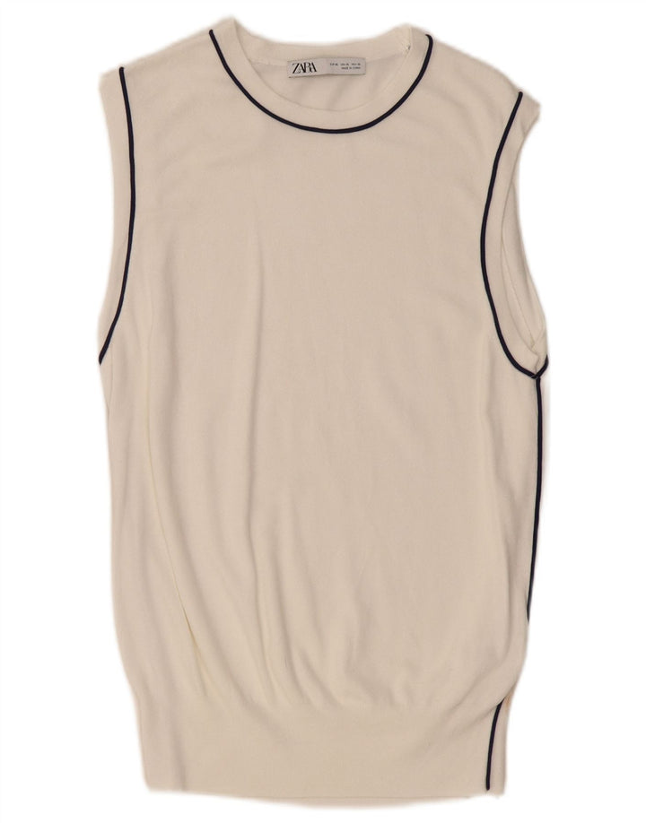 ZARA Mujer Chaleco Tank Top ES 40 XL Viscosa Blanco