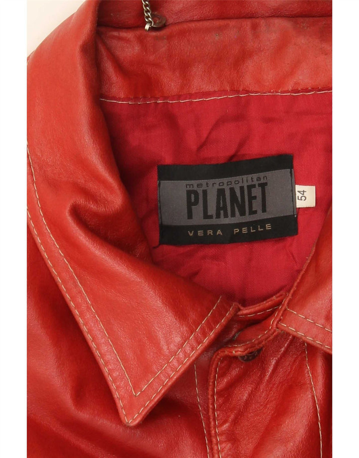Planet Chaqueta de cuero para hombre IT 54 2XL Rojo