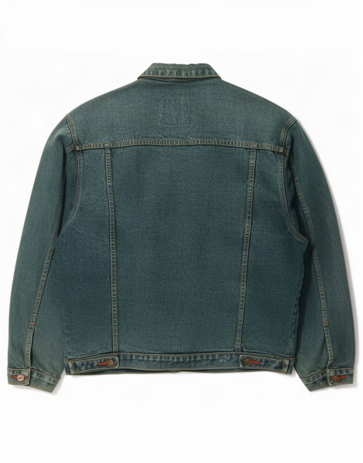 Vintage hombres chaqueta de mezclilla Reino Unido 40 algodón verde grande