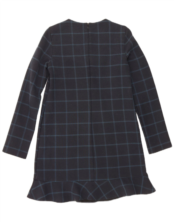 Zara Vestido Recto De Manga Larga Para Mujer UK 40 Small Azul Marino A Cuadros