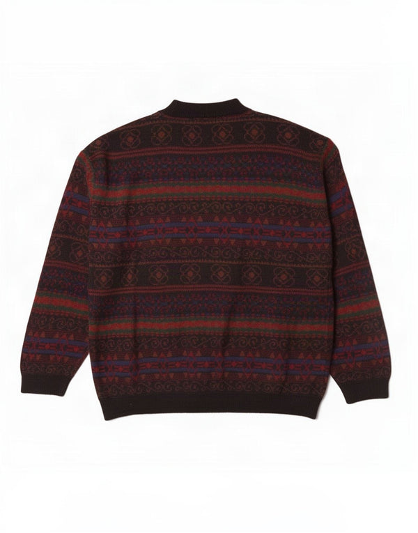 Vintage hombres tortuga cuello jersey suéter XL multicolor Fair Isle acrílico