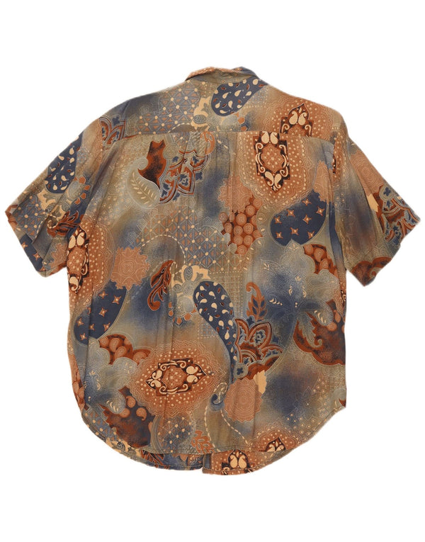 Vintage mujer manga corta camisa blusa Reino Unido 18 XL multicolor Paisley