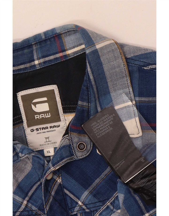 G-Star Hombre Camisa De Franela XL Algodón A Cuadros Azul