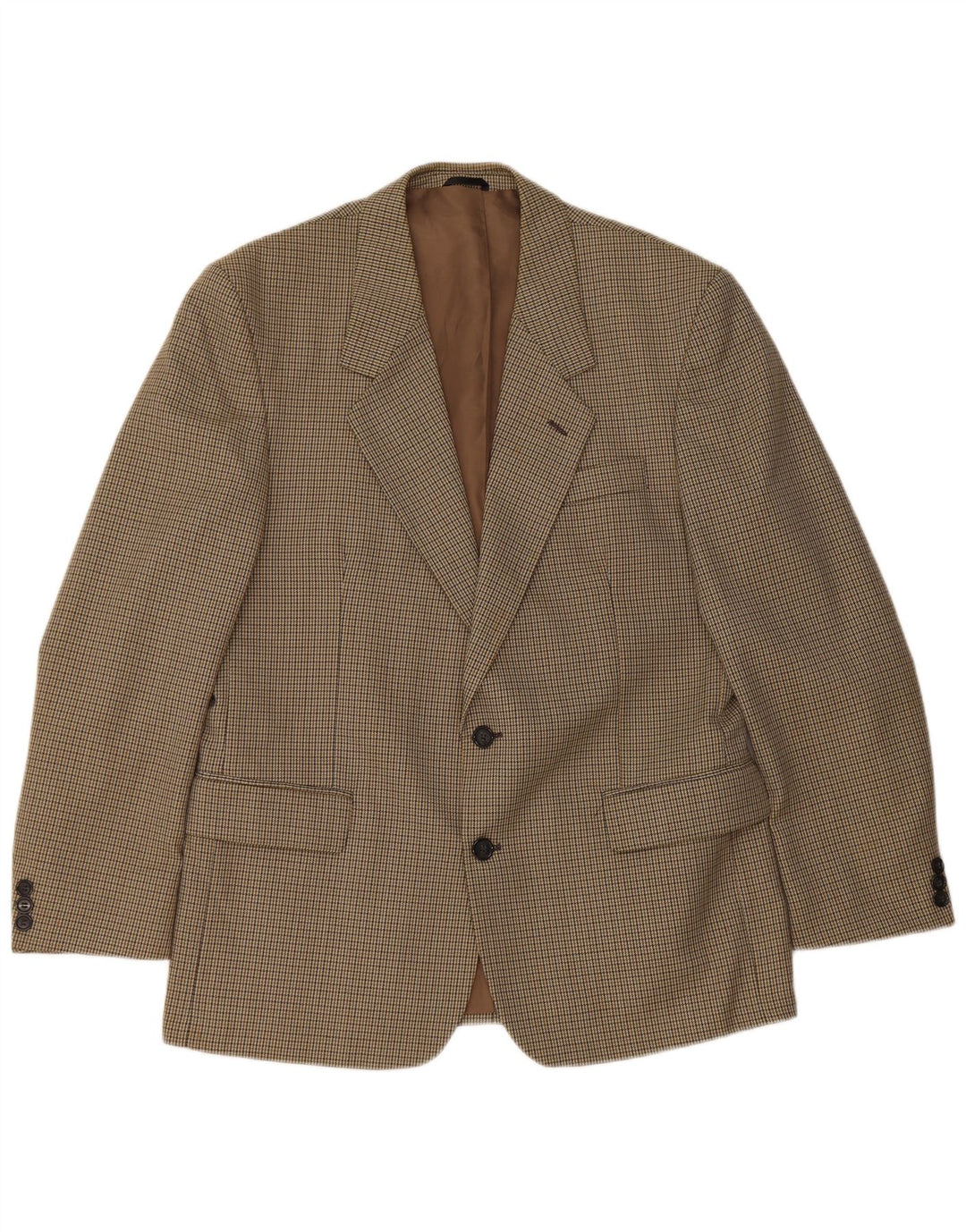 Bersani Chaqueta tipo blazer de 2 botones para hombre UK 40 Large Marrón Pata de gallo Poliéster