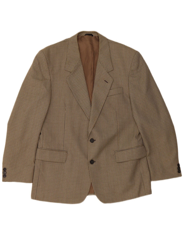 Bersani Chaqueta tipo blazer de 2 botones para hombre UK 40 Large Marrón Pata de gallo Poliéster