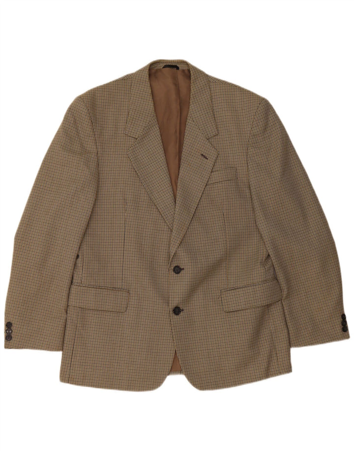 Bersani Chaqueta tipo blazer de 2 botones para hombre UK 40 Large Marrón Pata de gallo Poliéster