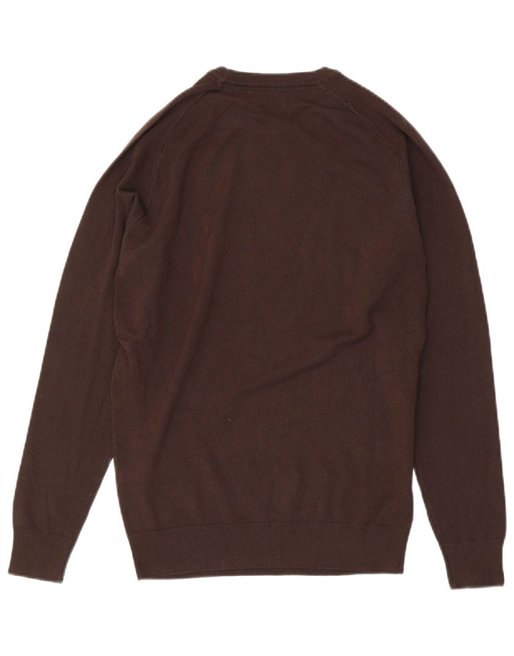 DATCH Jersey de cuello redondo para hombre, talla pequeña, viscosa marrón
