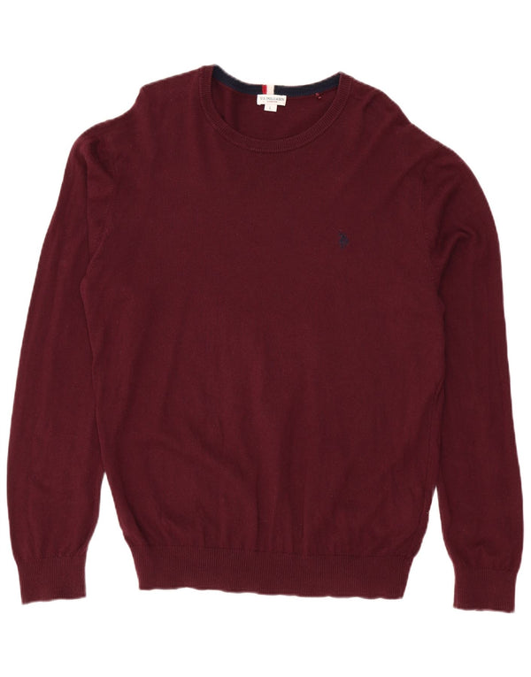 ASSN DE POLO DE EE. UU. Jersey De Cuello Redondo Para Hombre De Algodón Granate Grande